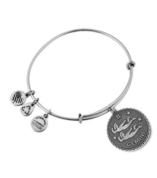 Сребриста гривна тип халка Alex And Ani със зодия Близнаци снимка