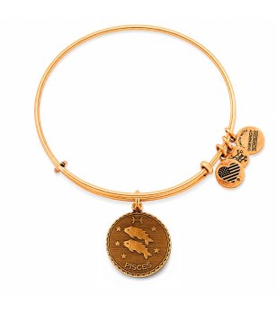 Златиста гривна с талисман зодия Риби Alex And Ani снимка
