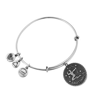 Сребриста метална гривна със зодиакален знак Стрелец Alex And Ani снимка