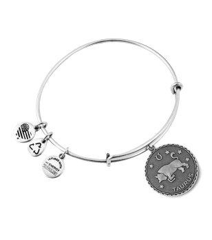 Сива метална гривна с талисман зодия Телец Alex And Ani снимка