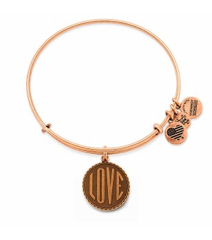 Дамска гривна в цвят розово злато с медальон LOVE Alex And Ani снимка
