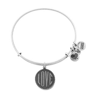 Дамска сребриста гривна с медальон LOVE Alex And Ani снимка