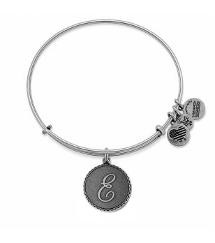 Сива метална гривна с висулка буква E Alex And Ani снимка