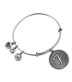 Сива метална гривна с буква F Alex And Ani снимка
