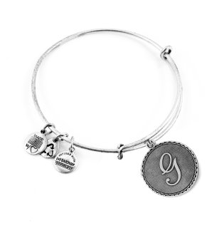 Сива метална гривна тип обръч с буква G Alex And Ani снимка