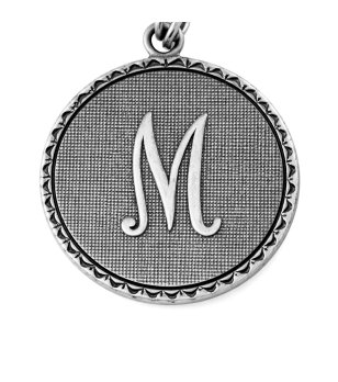 Сива метална гривна с медальон и буква M Alex And Ani снимка