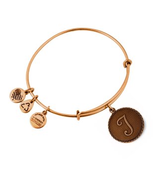 Метална гривна в златист цвят с висулка буква J Alex And Ani снимка