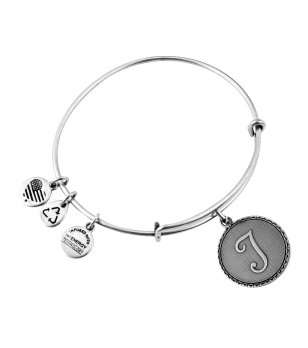 Сребриста метална гривна с буква J Alex And Ani снимка