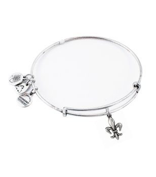 Сребриста гривна тип халка с висулка лилия Alex And Ani снимка