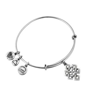 Сребриста метална гривна тип халка с висулки Alex And Ani снимка