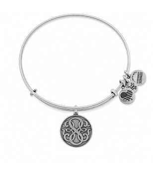 Сребриста дамска гривна с кръгла медальонна висулка Alex and Ani снимка