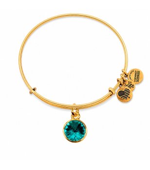 Дамска златиста гривна със зелен кристал Alex and Ani снимка