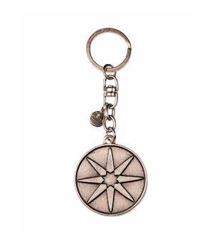 Сив метален ключодържател с осемлъчна звезда Alex And Ani снимка