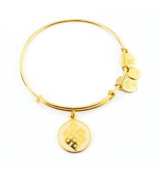 Златиста метална гривна с кръгла висулка Alex and Ani снимка