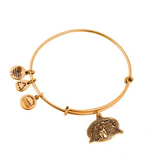 Златиста гривна тип халка с талисман ангел Alex And Ani HEALTH GUARD снимка
