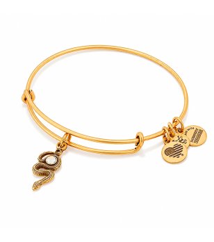 Златиста дамска гривна със змийска висулка Alex And Ani снимка