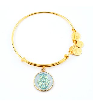 Дамска златиста гривна с висулка ръката на Фатима Alex And Ani снимка