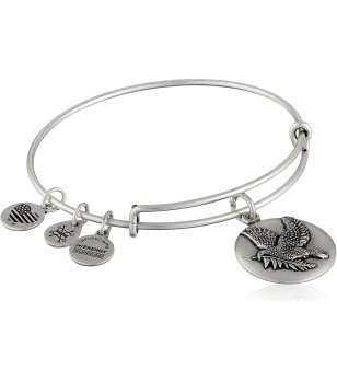 Сребриста дамска гривна с медальон гълъб Alex And Ani снимка