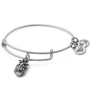 Сива метална гривна с висулка ананас Alex And Ani снимка