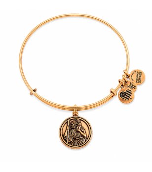 Дамска златиста метална гривна с медальон St. Christopher Alex and Ani снимка