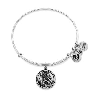 Сребриста гривна обръч с висулка Saint Christopher Alex And Ani снимка