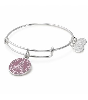 Дамска сребриста гривна с кръгла розова висулка JUST BREATHE Alex and Ani снимка