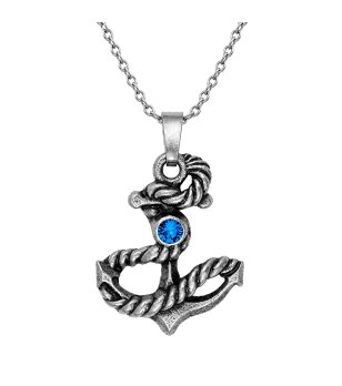 Дамско сребристо колие с котва и син камък ANCHOR COLLAR III снимка