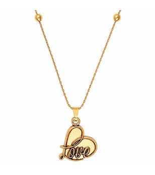 Златисто колие с висулка сърце Love снимка