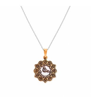 Дамско колие в сребристо със златист зодиакален медальон Рак Alex And Ani снимка
