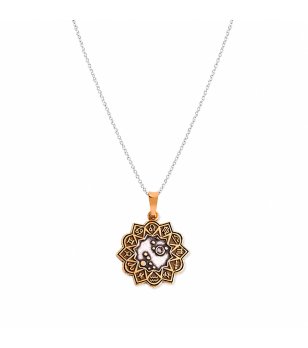 Дамско колие в сребрист и златист цвят с медальон зодия Риби Alex And Ani снимка