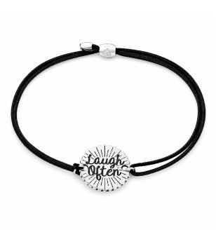 Черна найлонова гривна с метален елемент Laugh Often Alex And Ani снимка