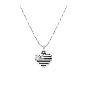 Сребристо колие с висулка сърце с флаг Alex And Ani снимка