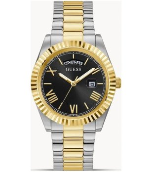 Мъжки двуцветен часовник с черен циферблат Guess снимка