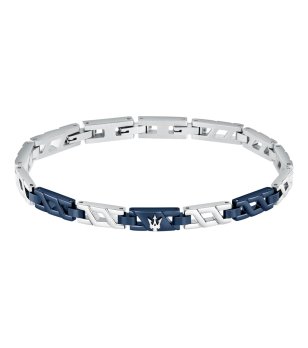 Мъжка гривна в сребристо и тъмносиньо MASERATI BR.IP BLUE LINKS 21.5 см снимка