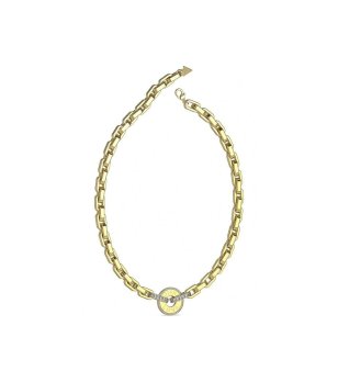 Златисто дамско колие с кръгъл елемент GUESS снимка