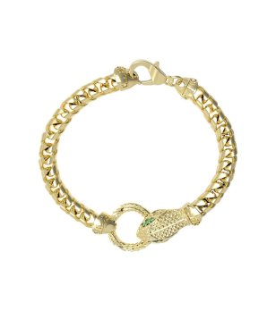 Златиста дамска гривна от неръждаема стомана с глава на змия Guess снимка