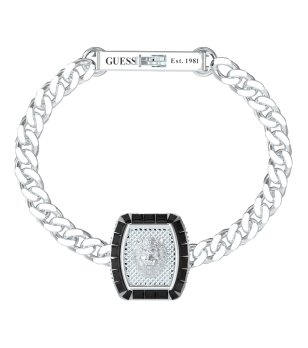 Мъжка сребриста гривна с лъвска глава Guess снимка