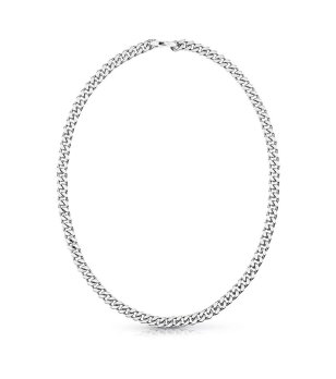 Мъжко сребристо стоманено колие тип верижка Guess снимка