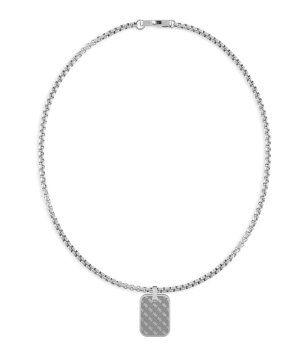 Мъжко сребристо стоманено колие с правоъгълен медальон Guess снимка