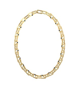 Мъжко златисто колие с черни елементи Guess снимка