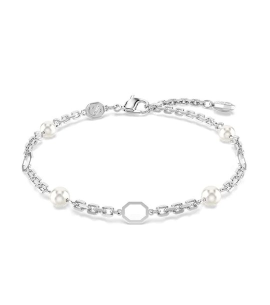 Дамска сребриста гривна с перли Swarovski снимка