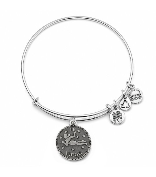 Сребриста гривна с медальон зодия Дева Alex and Ani снимка