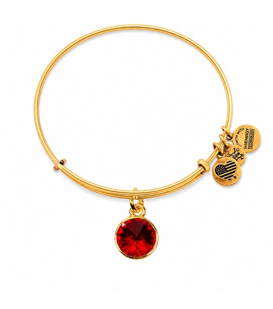 Златиста дамска гривна с червен кристал Alex And Ani снимка