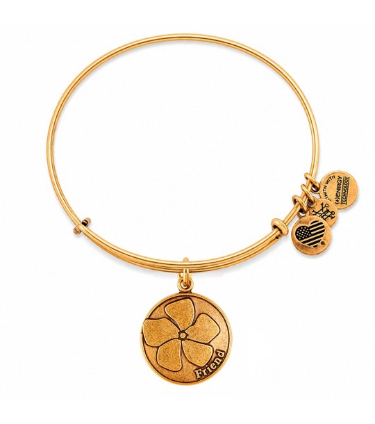 Златиста гривна с медальон цвете Friend Alex And Ani снимка