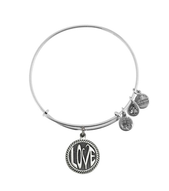 Сребриста метална гривна с висулка LOVE Alex and Ani снимка
