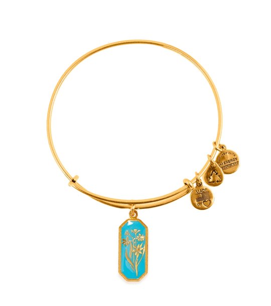Дамска златиста гривна с правоъгълна висулка Alex And Ani снимка