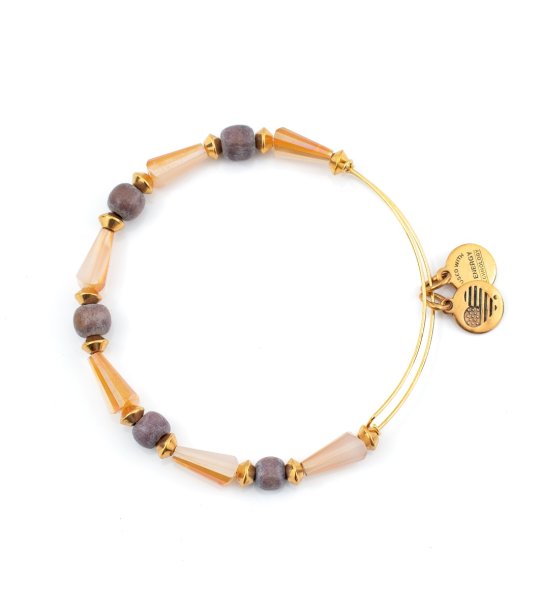 Дамска гривна в бежово и златисто с мъниста Alex And Ani снимка