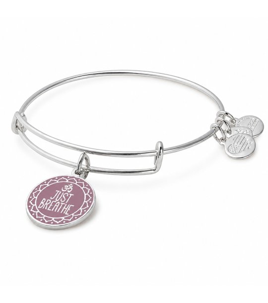 Дамска сребриста гривна с кръгла розова висулка JUST BREATHE Alex and Ani снимка