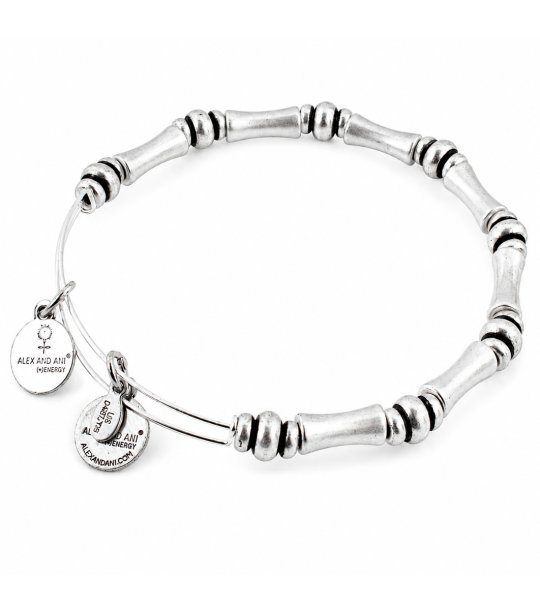 Сребриста метална гривна тип бамбук Alex And Ani снимка