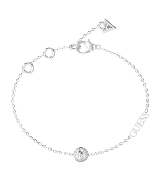 Сребриста гривна от неръждаема стомана с релефна топка Guess снимка